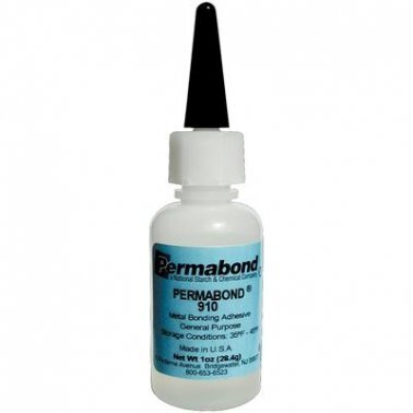 100-00671 Permabond 910 Cyanoacrylate Adhesive, 3 gram tube. Used for cementation of pins, repair of models and dies, and for the positioning of work prior to s