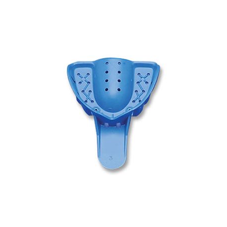 58-0921885 #3 Perforated Medium Upper Full-Arch Blue Plastic Impression Trays, Package of 12.