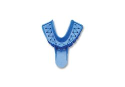 #2 Perforated Large Lower Full-Arch Blue Plastic Impression Trays, Package of 12.
