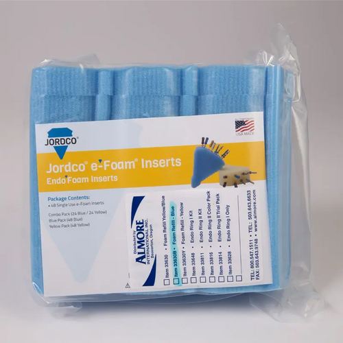 74-33630 Endoring I & Endoring II Foam Inserts Yellow & Blue. Package of 48 disposable foam inserts. Single use foam inserts can be autoclavable before each us