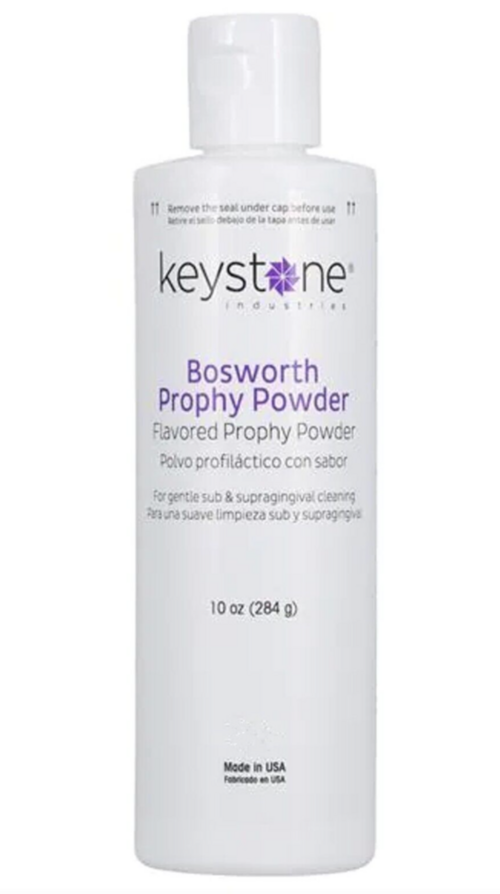 58-16691 Prophy Powder - Spearmint Sodium Bicarbonate Powder, 10 oz. Bottle. Less abrasive than prophy paste. Use to remove stubborn stains and plaque.