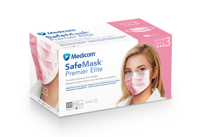 16-2046 Safe-Mask Premier Elite - Pink Earloop Mask, 50/bx
