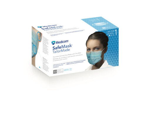 16-2070 Medicom TailorMade Blue Earloop Mask, Level 1, 50/bx