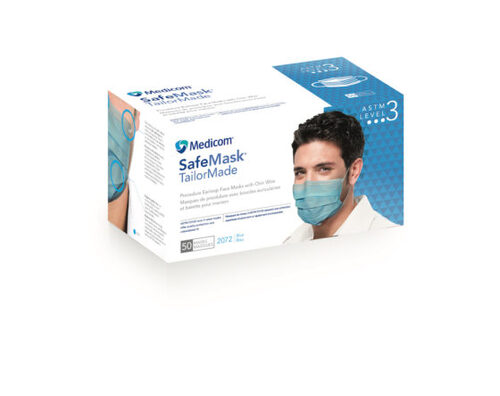 16-2072 Ear-Loop Face Mask BLUE High Barrier PFE >=98% at 0.1 micron, BFE >=98%, Fluid Resistant. Enables the wearer to create a tight seal around the face wi