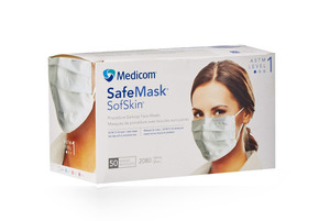 Medicom Sof Skin Earloop White Mask, 50/bx 10/cs