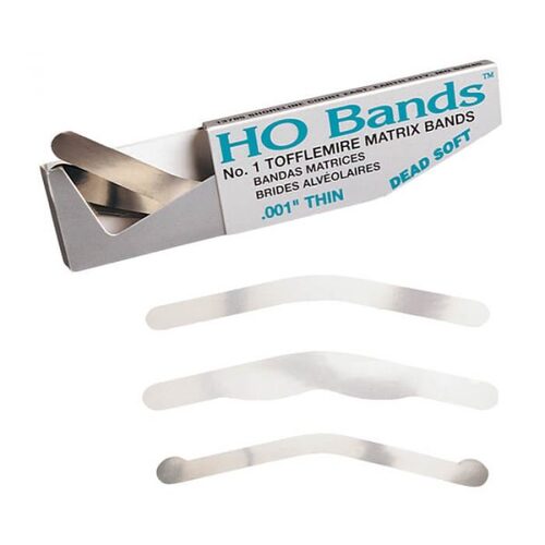 102-350210 Tofflemire type #2 Adult MOD wide .001 gauge Stainless Steel Matrix Bands, Package of 100.