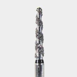 FG #8114.8 (856.014) Coarse grit, Round End Taper High Performance Diamond Bur with Cooling Spiral Channels, Single Use, Package of 25 burs.