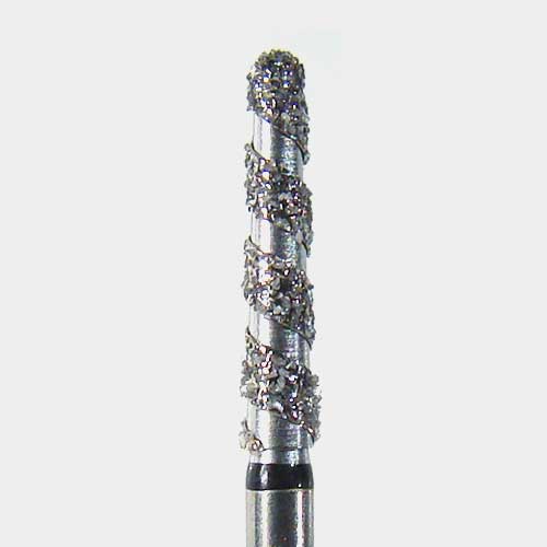 124-8118.9C FG #8118.9 (856L.018) Coarse Grit, Round End Taper High Performance Diamond Bur with Cooling Spiral Channels, Single Use, Package of 25 burs.