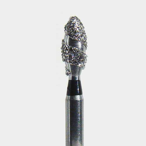 124-8923C FG #8923 (368.023) Coarse grit, Football Shaped High Performance Diamond Bur with Cooling Spiral Channels, Single Use, Package of 25 burs.