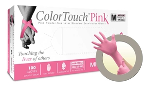 600-CTP-233-M ColorTouch Pink PF Latex Gloves Medium, 100/bx