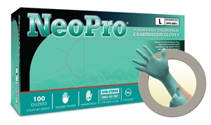 NeoPro PF Chloroprene Gloves, Medium, 100/bx