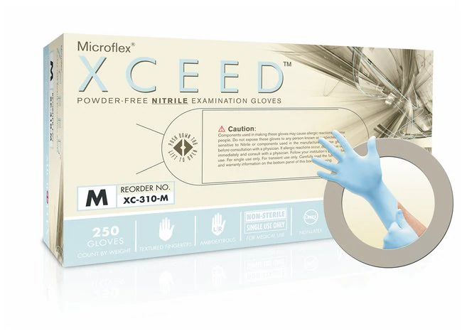 Xceed PF Nitrile Gloves, Medium, 250/bx