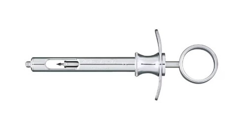300-76-70 Cook-Waite type 1.8 cc Aspirating Syringe. Quality-made of stainless steel and chrome-plated for long life. Fully sterilizable.