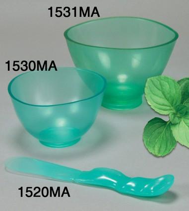 57-1532MAS Candeez Scented Flexible Mixing Bowls Set 2/Pk. Aquamarine with Mint Scent. Set includes 1 Medium Bowl 4 x 2.5, volume 350cc, 1 Large Bowl 4.5