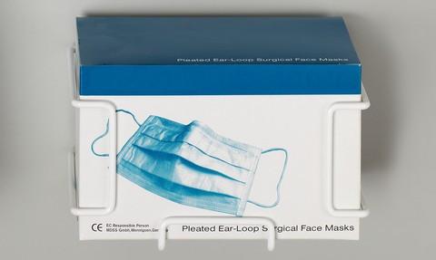 57-1856 Hold-It Earloop Pleated Mask Holder, can be mounted easily in accessible areas to prevent clutter. Mounted to walls, the side of cabinetry or on the i