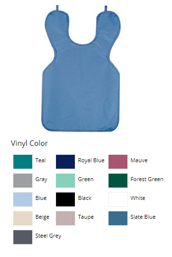 57-20-Blue Adult x-ray apron without collar, Light Blue Vinyl with blue binding, 0.3 mm lead-lined, textured vinyl backing