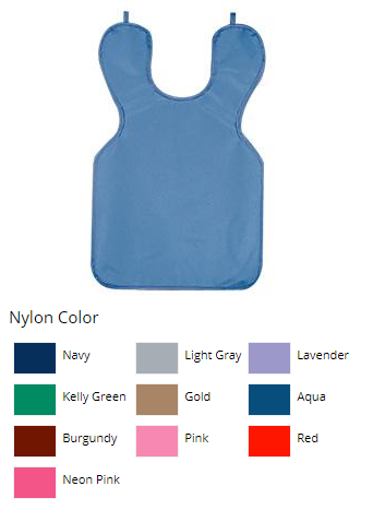 57-20N-Gold Adult x-ray apron without collar, Gold Nylon with black binding, 0.3 mm lead-lined, textured vinyl backing