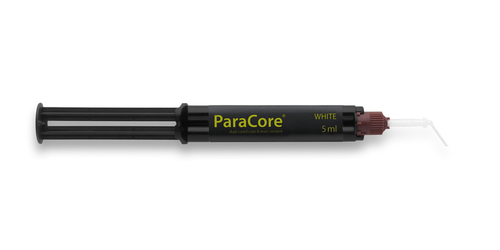 97-5886 ParaCore Automix - White 5 mL Syringe Refill. Fiber-reinforced, Dual-cure, Core Build-up Material. Refill Contains: 2 - 5 mL Syringes and 20 Mixing Ti
