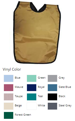 57-23M-Beige Pano 3/4 Deluxe Dual Apron, Beige Vinyl with beige binding, 22.5 x 30, 0.5mm lead-lined medical-grade w/textured vinyl backing. Covers from shoulde