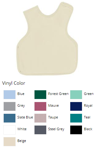 57-26C-Beige Child Pano Dual X-Ray Apron, Beige Vinyl with beige binding, 19 7/8 x 19 1/2, 0.3mm lead-lined Cling Shield apron. Covers in front from shoulders t
