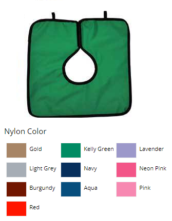 57-29N-KGreen Adult Cling Shield Pano-Cape Apron, Kelly Green nylon, 23 1/2 x 7 1/2, Lays over the shoulders