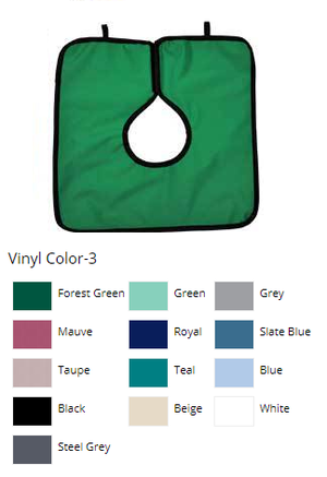 Adult Cling Shield Pano-Cape Apron, Forest Green Vinyl with black binding, 23 1/2 x 7 1/2, Lays over the shoulders