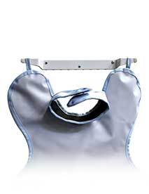 Economy Apron Hanger, White-coated stainless steel hanger. Not for use with Dual, Coat or Technician aprons but is a great low-cost option for all of