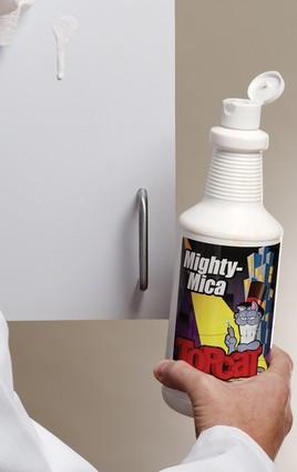 57-3521 TopCat Mighty-Mica Formica Cleaner. Liquid cream cleanser designed to quickly and easily remove any embedded stains, grease, soap scum and most any ot