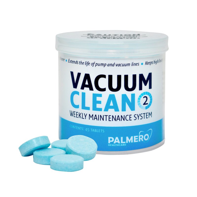 57-3547 Vacuum Clean Weekly Maintenace System 45 Tablets/Jar. The second stage in Palmero 2-step system. Restores pressure, keeps vacuum lines clean, extends