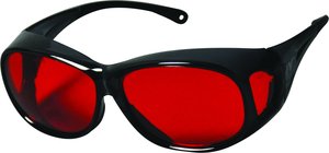 Oasis Bonding Eyewear - Black Frame/Reddish-Orange Bonding Lens. Attractive over-the-glass style. Fits over most prescription eyewear. High-impact pol