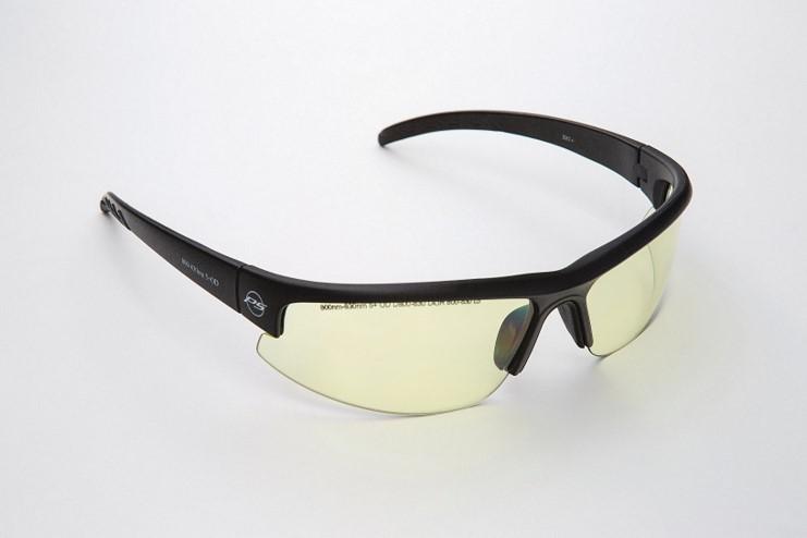 57-3590YG Wrap Around Laser Eyewear - Black Uni-Fit Frame with Yellow/Green Polycarbonate Filter Lens, Diode Model, Optical Density >5+ FROM 800-830nm. Visible