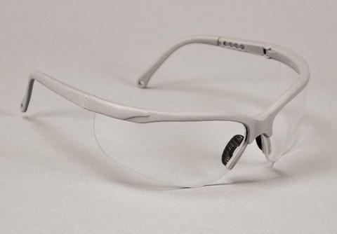 57-3708 Sphere-X Wrap Eyewear - Platinum Frame / Clear Lens. Temples arms adjust to 4 Lengths, Dual-lens, Fog-Free, Scratch Resistant. Single pair of Glasse