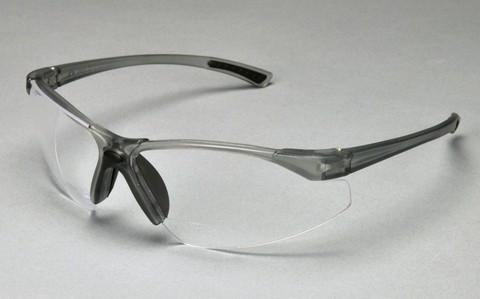 57-3720A Bifocal Eyewear - 1.0 Diopter Grey Frame/ClearLens. Lightweight, Wraparound, Fog-free, Scratch Resistant