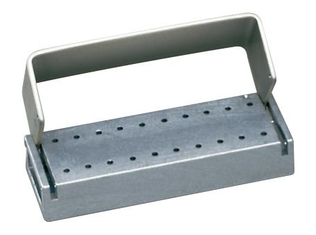57-T20C-FG 20-Hole FG Anodized Aluminum Bur Block. Holds 20 FG Burs. Can be autoclaved, dry-heat sterilized, chemiclaved or placed in an ultrasonic cleaner. With