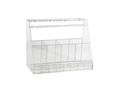 Clear Acrylic Impression Organizer, Holds 4 impression syringes with 4 mixing tip compartments and 8 intra oral tip compartments, 12 1/4"W x 9 1/2"H