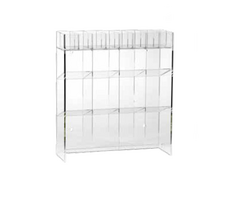 Clear Acrylic Organization Rack, With 16 Upper X-Small Compartments, 8 Middle Medium Compartments and 4 Large Lower Compartments, 15 1/4"W x 17 1/2"