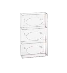 700-1600HSD Clear Acrylic Side Loading Triple Horizontal Glove Box Holder/Dispenser, 10