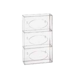 Clear Acrylic Side Loading Triple Horizontal Glove Box Holder/Dispenser, 10"W x 17 1/4"H x 3 7/8"D, Single glove box holder.