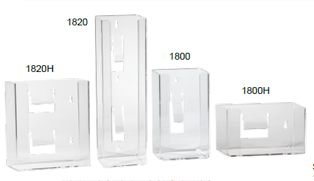 700-1820 Double Vertical Earloop Masks Box Dispenser, Hold 2 boxes of masks, clear acrylic, single dispenser.