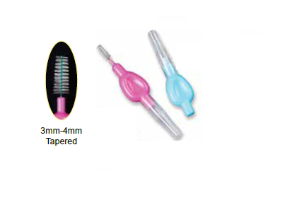 700-2000M Interdental Brushes, 3mm-4mm Tapered Moderate 50/Bx. Assorted in Light Blue & Mauve.