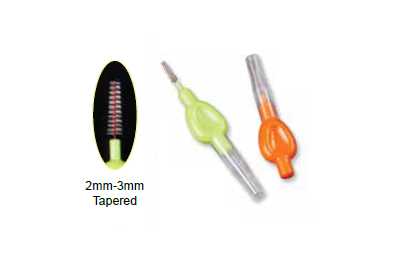 700-2000S Interdental Brushes, 2mm-3mm Tapered Tight 50/Bx. Assorted in Orange & Green.