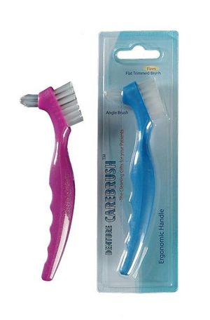 700-20040-2 Blue Angled Standard Denture Brushes With Ergonomic Handle, Pack of 12 denture brushes.