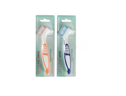 Assorted Colors Premium Angled Denture Brushes, Soft Dual Action, Pack of 12 denture brushes.