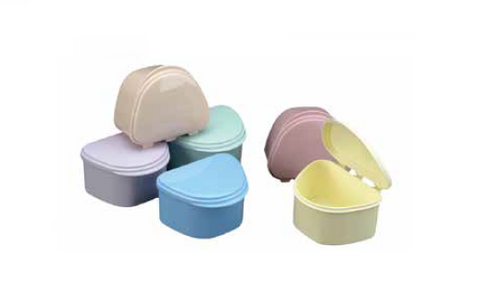 700-200BTH-PSA Denture Box - Assorted Pastel Colored 12/Bx. Plastic with Hinged Lid, 4