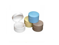 Blue Round Cotton Roll Holder. Plastic with hinged lid 1/Pk.