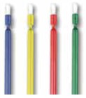 Disposable All-purpose brush tip applicators in Assorted Colors, 4" long, box of 100 brushes.
