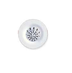 Cuspidor Strainer - Large, #6100 144/Bx. 2-1/2" top diameter, 1-1/4" bottom diameter. With lift-out center handle. Clean white plastic construction.