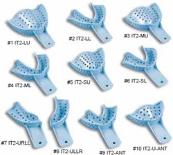 #6 Small Lower Arch - Perforated, Baby Blue Plastic Impression Trays, Package of 12.