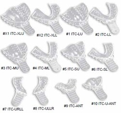 Crystal Impression Trays - #9 Anterior - Perforated, Clear Plastic 12/Pk. Ideal for use with color-changing materials. Rounded, anatomical edges ensur