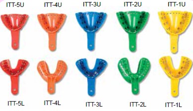 700-ITT-5L-50 Ortho Impression Trays - Perforated PEDO SMALL Lower, Orange 50/Pk. Trays provide extra clearance needed to fit over ortho brackets and wires without 